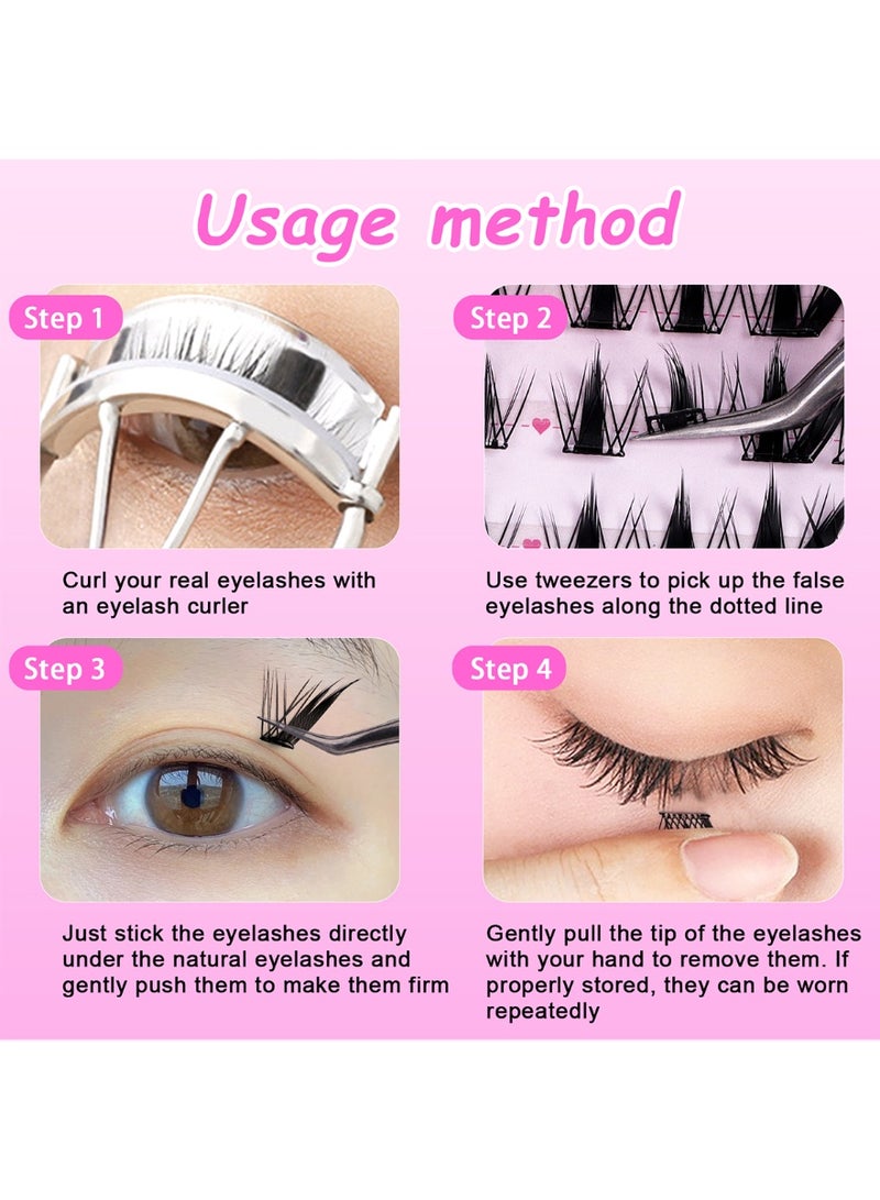80 clusters of segmented eyelashes, with their own glue, the two styles are mixed and matched to create beautiful eyes, so that the eyes are naturally enlarged, easy to wear and quick to remove. Easy to create a charming shape, waterproof, sweatproof and oilproof, not afraid of high temperatures, so that you are full of energy and spirits! - Image 5