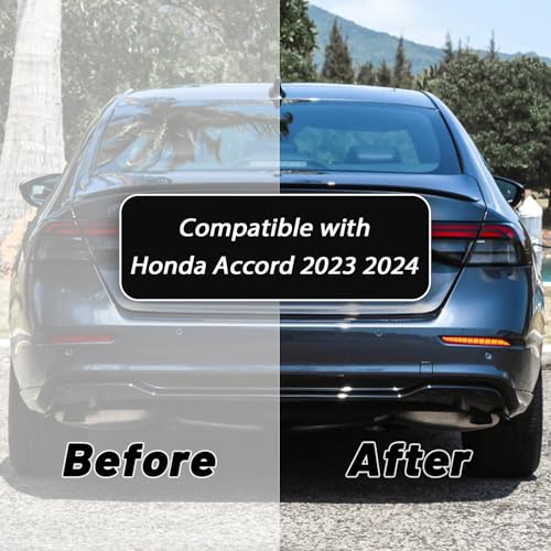 GEEGEETOP Red Lens LED Rear Reflector Bumper Fog Light Assembly Compatible With Honda Accord 2023 2024 LX EX Sport Hybrid Functions 3-In-1 Kit (RED) - Image 5