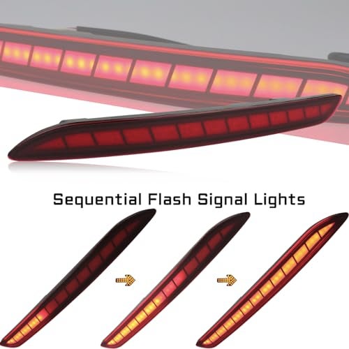GEEGEETOP Red Lens LED Rear Reflector Bumper Fog Light Assembly Compatible With Honda Accord 2023 2024 LX EX Sport Hybrid Functions 3-In-1 Kit (RED) - Image 2