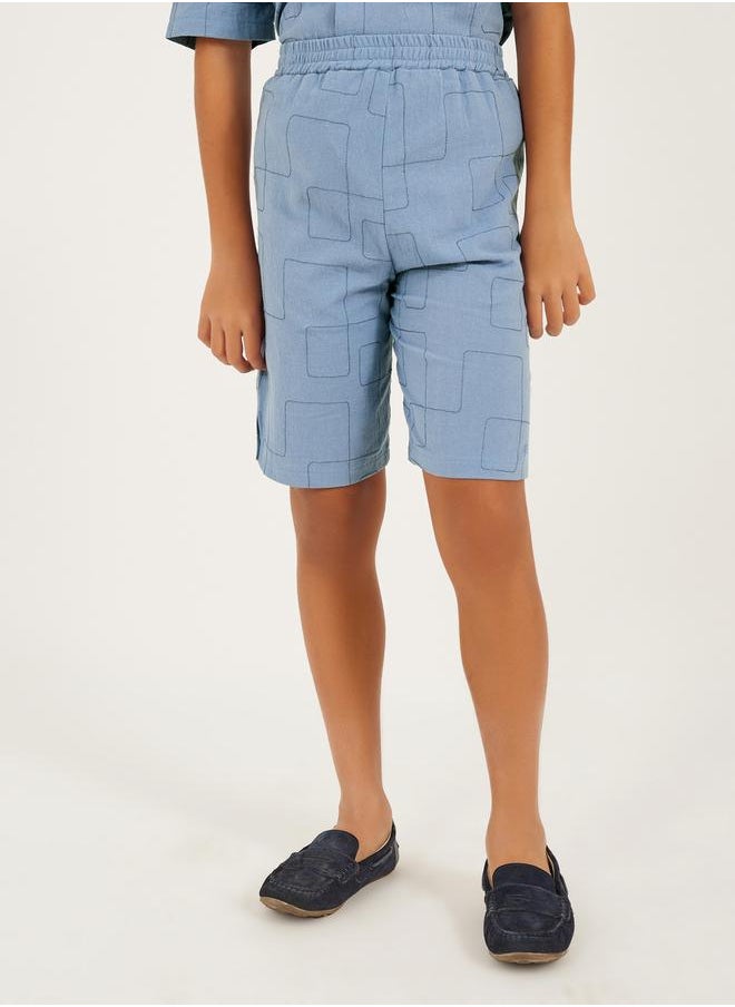 Styli - Embroidered Collared Shirt Sleeve Shirt and Shorts Set - Image 1