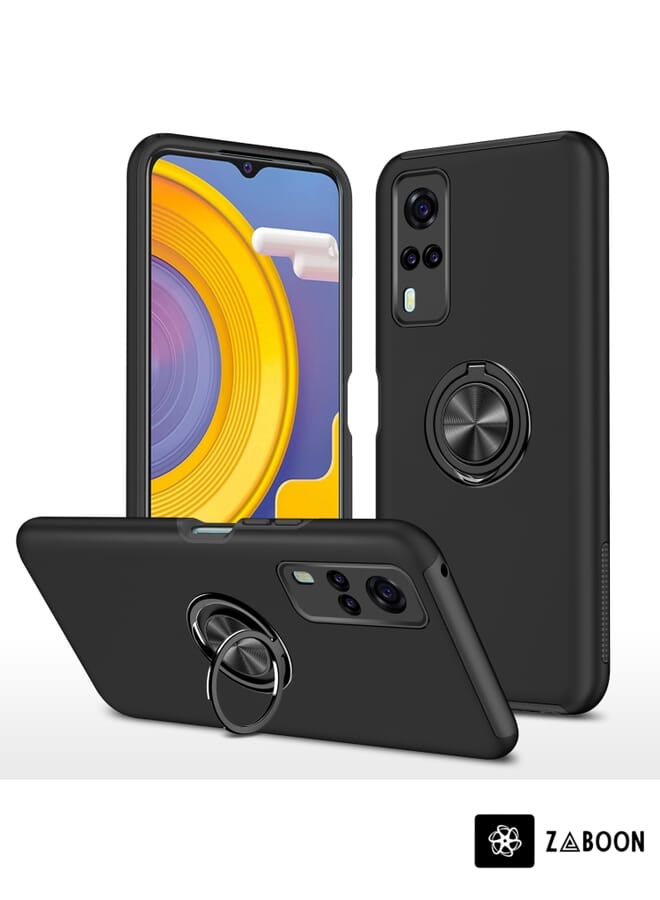 Zaboon Protective Case Cover For vivo Y31 PC + TPU Shockproof Magnetic Protective Case with Invisible Ring Holder - Image 1