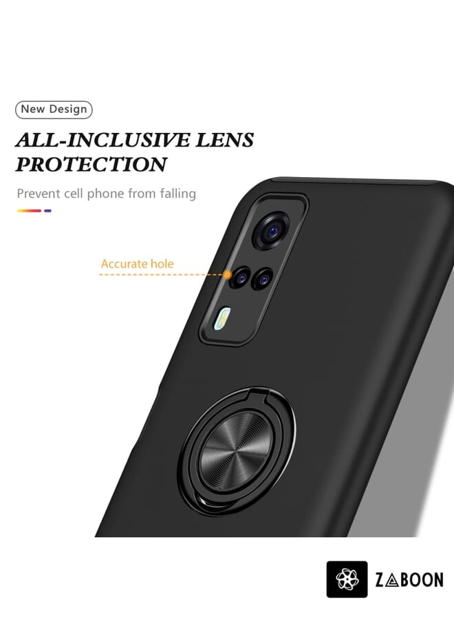 Zaboon Protective Case Cover For vivo Y31 PC + TPU Shockproof Magnetic Protective Case with Invisible Ring Holder - Image 4