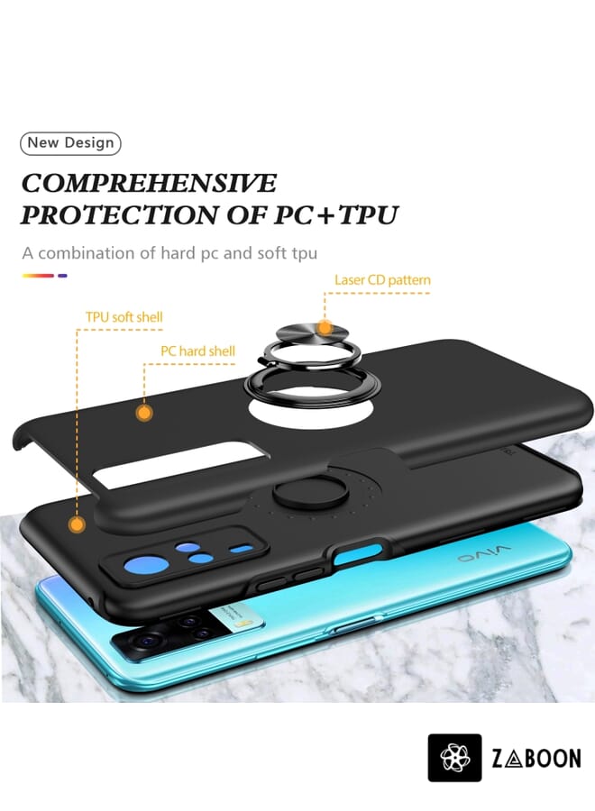 Zaboon Protective Case Cover For vivo Y31 PC + TPU Shockproof Magnetic Protective Case with Invisible Ring Holder - Image 2