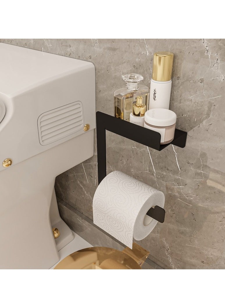 Generic Toilet Paper Holder with Shelf, High Quality, stainless steel, Modern Bathroom .  - Image 2