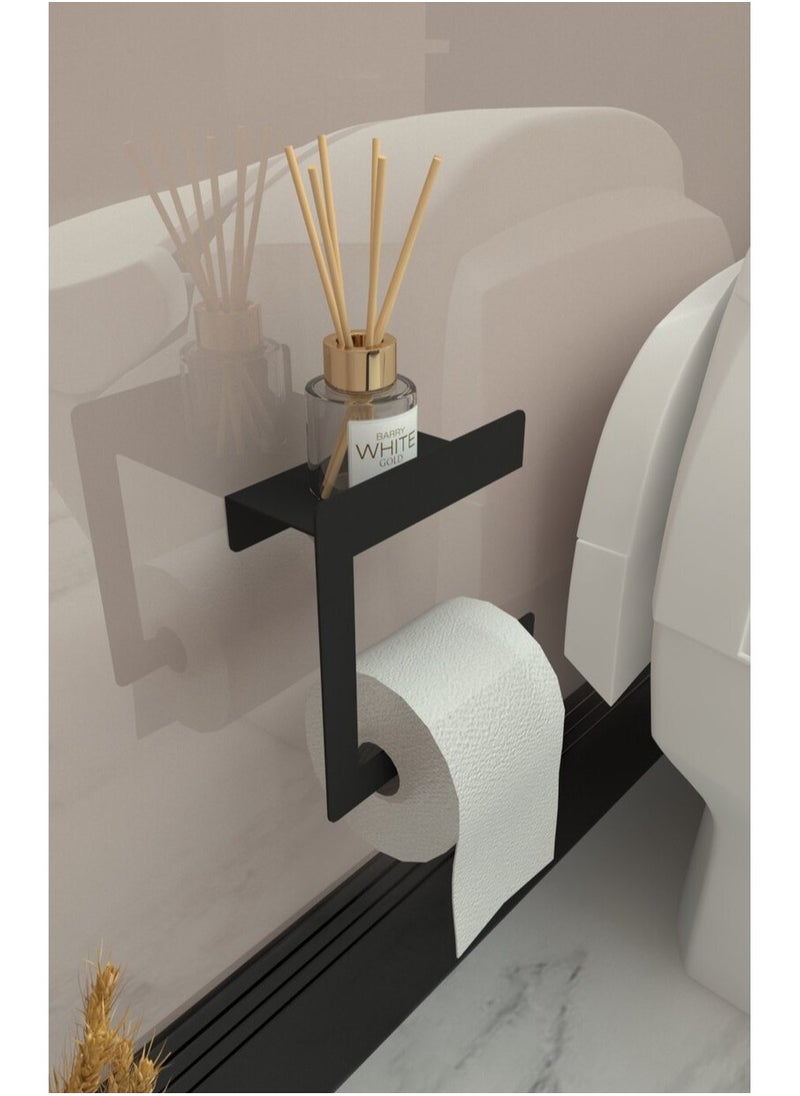 Generic Toilet Paper Holder with Shelf, High Quality, stainless steel, Modern Bathroom .  - Image 3