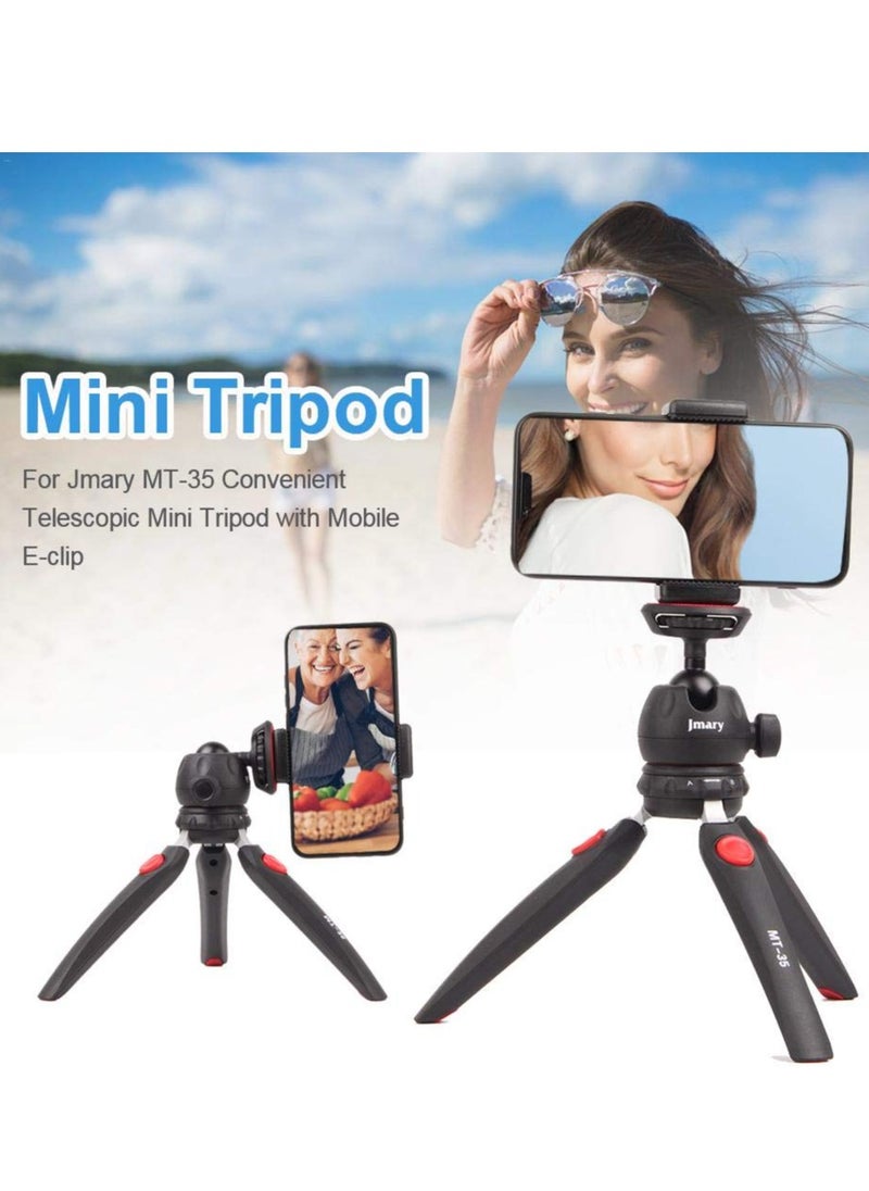 Jmary - Jmary MT-35 - Table Top Mini Portable Fold-able Extendable Tripod Stand for Mobile Phones and DSLR & Digital Cameras - Coming with Universal Mobile Phone Holder (MT-35-BLK) - Image 1