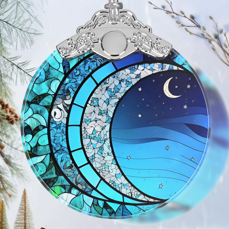Jocidea Art Blue Moonlight Stained Glass Orament Christmas Ornament Christmas Decorations for Tree Holiday Present ldeas Gift Exchange - Image 2