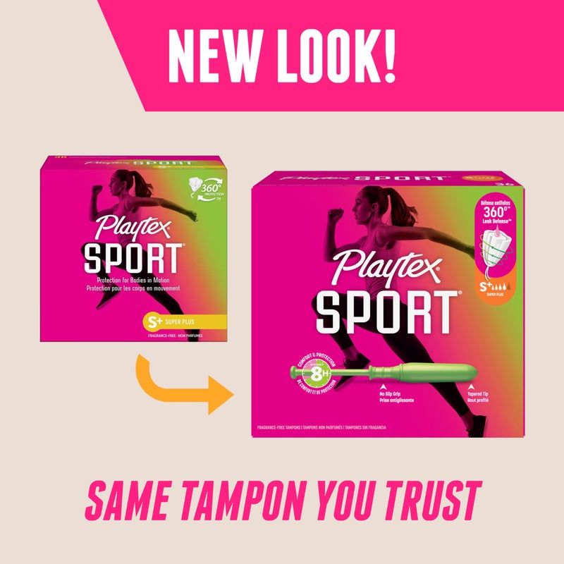 Playtex Sport Tampons Super Plus Absorbency, Fragrance-Free - 36ct | Super Plus Tampons for Women, Feminine Care, Playtex Tampon with 360 Leak Defense - Image 2