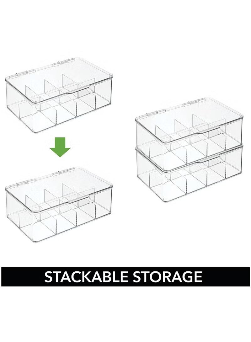 Easy Select Tea Chest Box - 1PC Tea Storage Box with 8 Compartments Holds up to 100 Tea Bags Each -Tea Organiser - Tea Bag Storage Box - Clear - Image 2