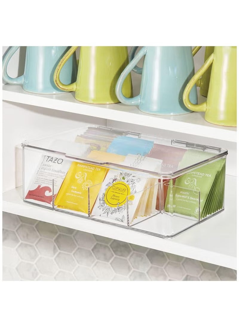 Easy Select Tea Chest Box - 1PC Tea Storage Box with 8 Compartments Holds up to 100 Tea Bags Each -Tea Organiser - Tea Bag Storage Box - Clear - Image 3