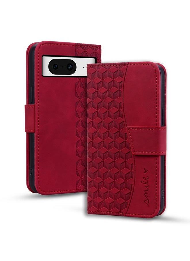 Green Tiger - For Google Pixel 8 Business Diamond Buckle Leather Phone Case with Lanyard(Wine Red) - Image 1
