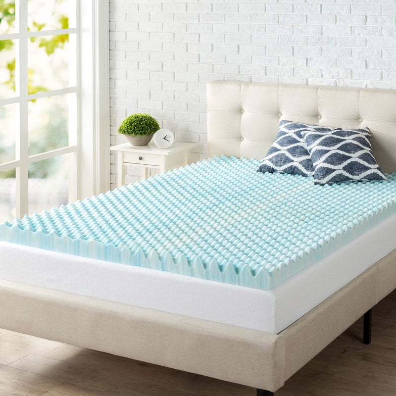 Zinus ZINUS 3 Inch Swirl Gel Cooling Memory Foam Mattress Topper Cooling Airflow Design CertiPURUS Certified King 