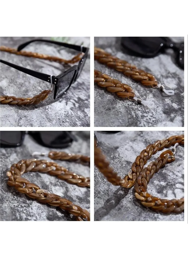 Angelika Glasses Chain Rope Acrylic Brown