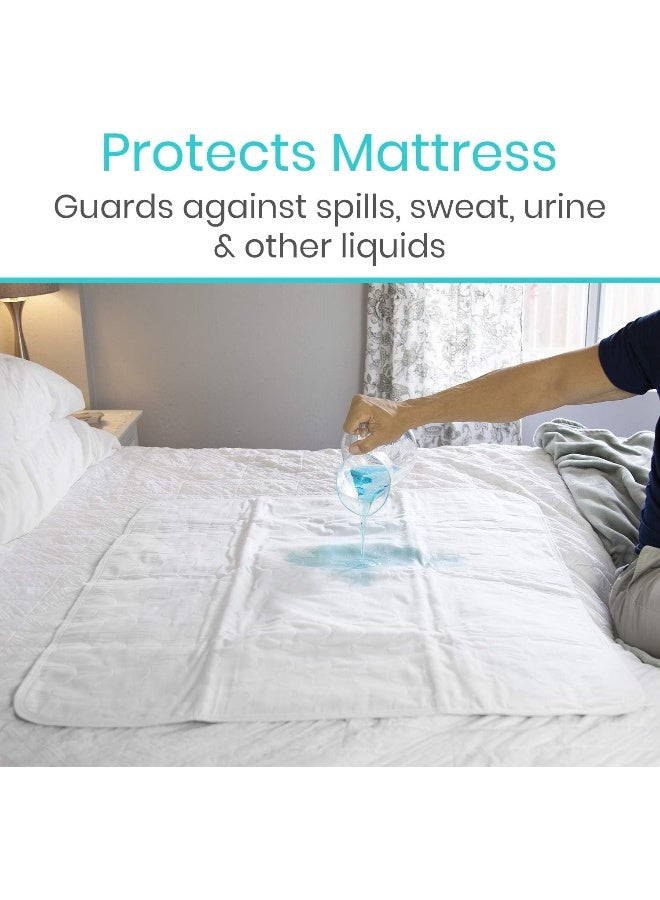 Vive Washable Incontinence Bed Pad Heavy Duty Absorbent Waterproof Urinary Mattress Protector Overnight Sheet Reusable Dry Bed Wetting Urinary Underpad Mattress Protection Elderly Seniors Kid 34" x 52 - Image 2