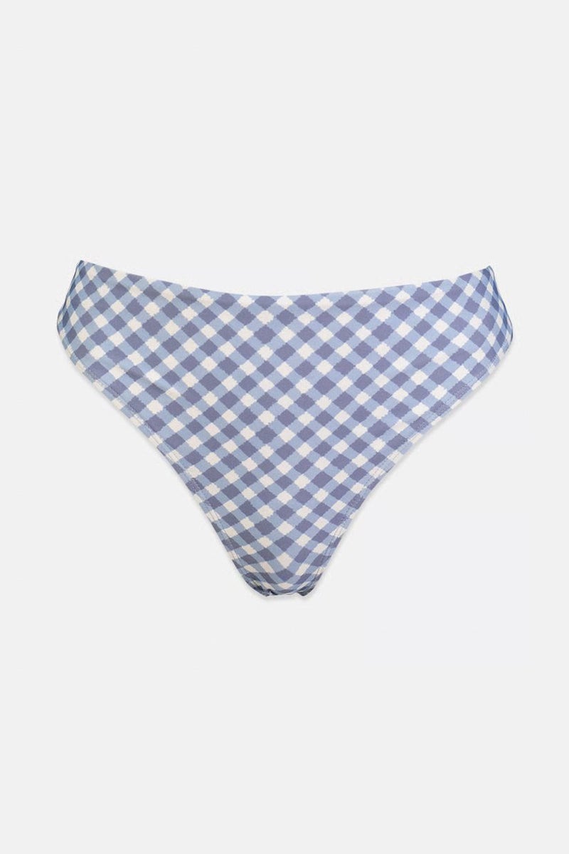 C&C California Women Checkered Bikini Bottom, Denim - Image 3