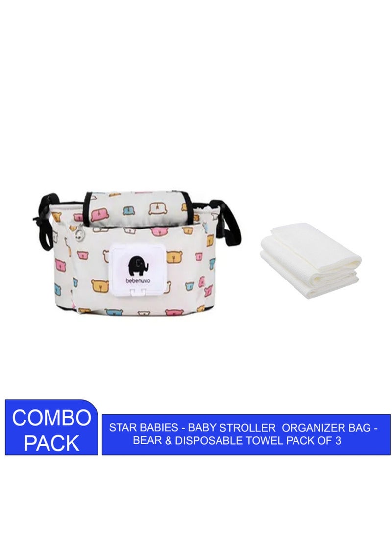 STAR BABiES Combo Pack Stroller Bag Disposable Towel Pack Of 3 - White - Image 2