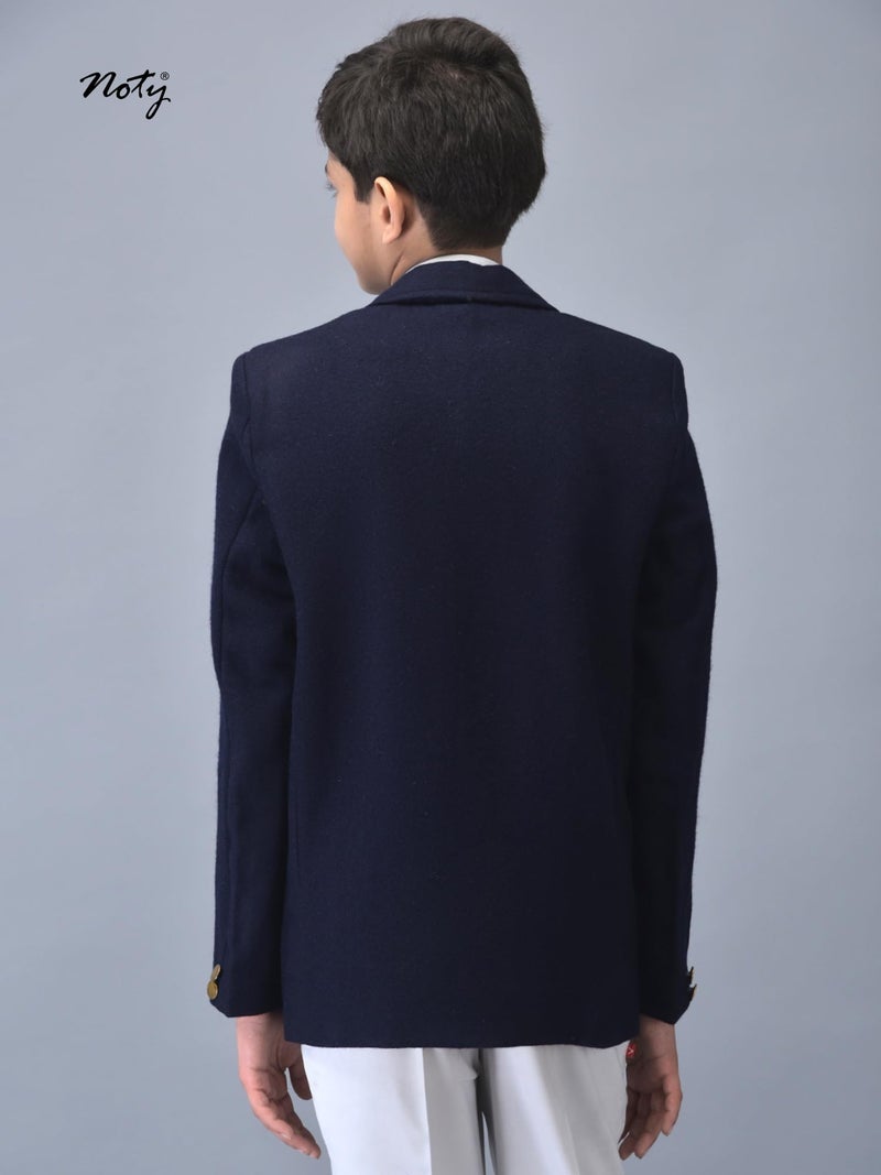 Noty Store Noty ® Boys & Girls Winter- School Uniform Blazer | Coat | Jacket- Woolen Fabric- Front Open Button Closure | School Winter Unisex Blazer | Both Side Pockets (in, Numeric, 38, Regular, Navy Blue) - Image 5