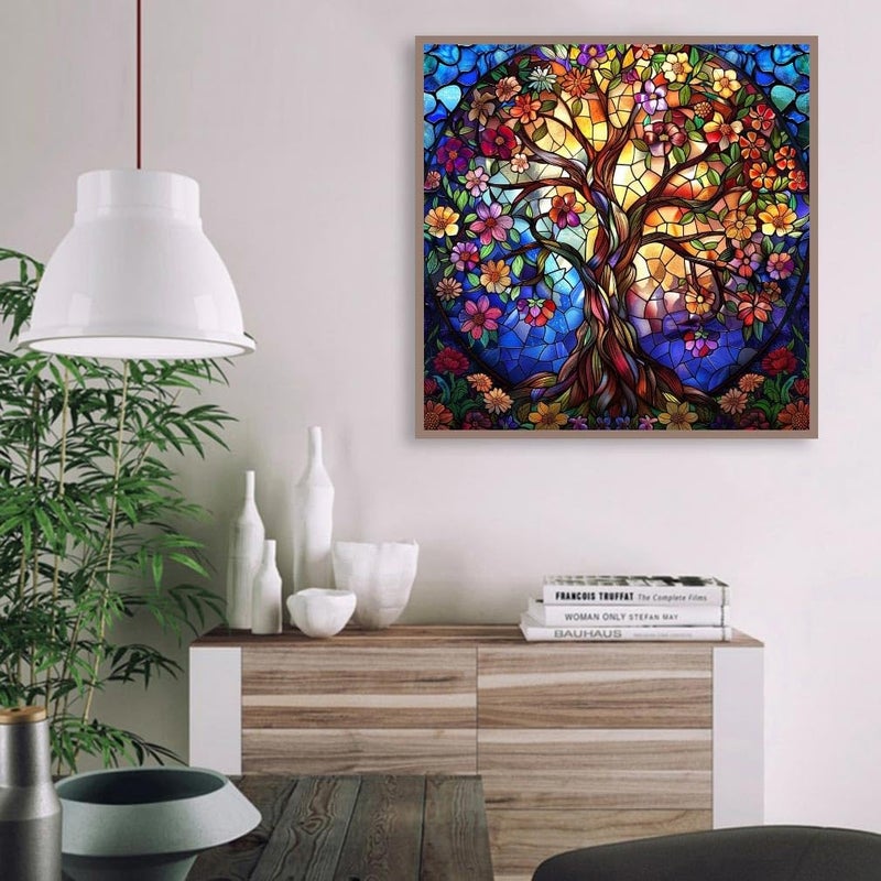VIGEGU Tree of Life Paint by Numbers Kit for Adults Beginner with Framed,Easy Adult Paint by Number Kits on Canvas DIY Painting for Beginners Art by Numbers for Home Wall Decor 10x10 Inch - Image 2