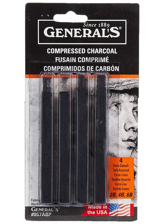General's General Pencil 957Abp Compressed Charcoal Sticks 4/Pkgblack Soft Assorted - Image 1