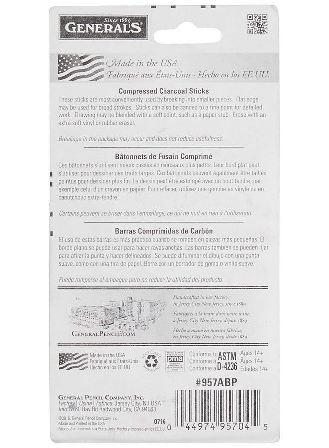 General's General Pencil 957Abp Compressed Charcoal Sticks 4/Pkgblack Soft Assorted - Image 2