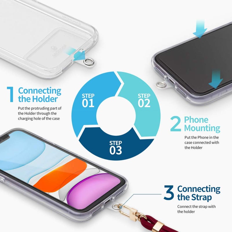 Sinjimoru Cell Phone Lanyard for Phone Case (2Packs), with Adjustable Phone Strap for Wrist Compatible with Key Holder & ID Card Holder. Sinji Strap Rainbow - Image 4