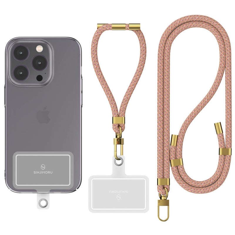 Sinjimoru Cell Phone Lanyard for Phone Case (2Packs), with Adjustable Phone Strap for Wrist Compatible with Key Holder & ID Card Holder. Sinji Strap Rainbow - Image 1