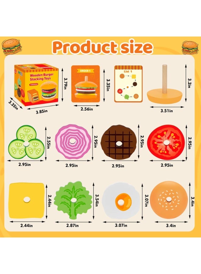 GUDOO ألعاب مونتيسوري للأعمار ٢، ٣، ٤، ٥ سنوات، ألعاب برجر خشبية للتركيب، ألعاب لتنمية المهارات الحركية الدقيقة للأطفال أولاد وبنات، مثالية للتعليم والتعلم في مرحلة ما قبل المدرسة. - Image 3