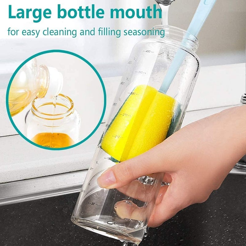Baskety Glass Oil and Vinegar Cruet,Borosilicate Glass Liquid Metallic Lid Oil Bottle Jar Dispenser 500 ml 24cm(New Pack of 1) - Image 3