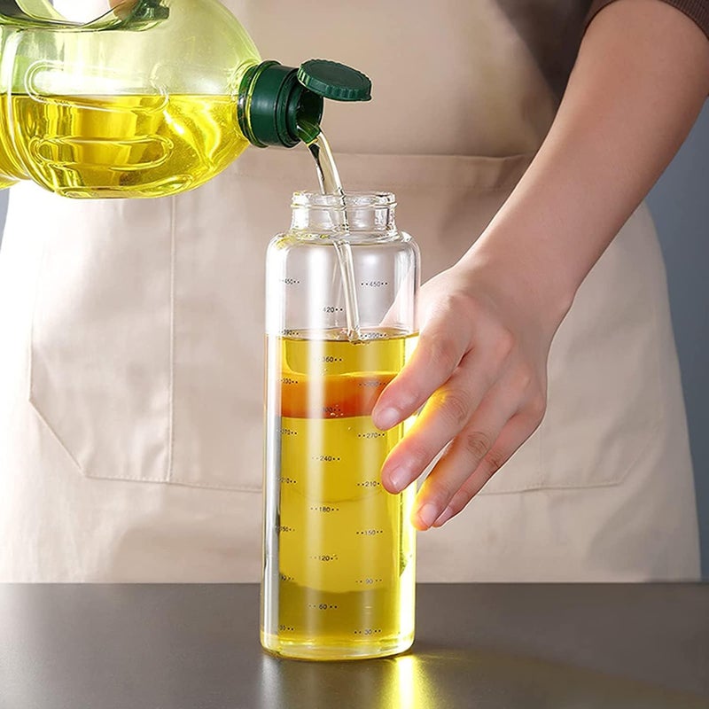 Baskety Glass Oil and Vinegar Cruet,Borosilicate Glass Liquid Metallic Lid Oil Bottle Jar Dispenser 500 ml 24cm(New Pack of 1) - Image 2