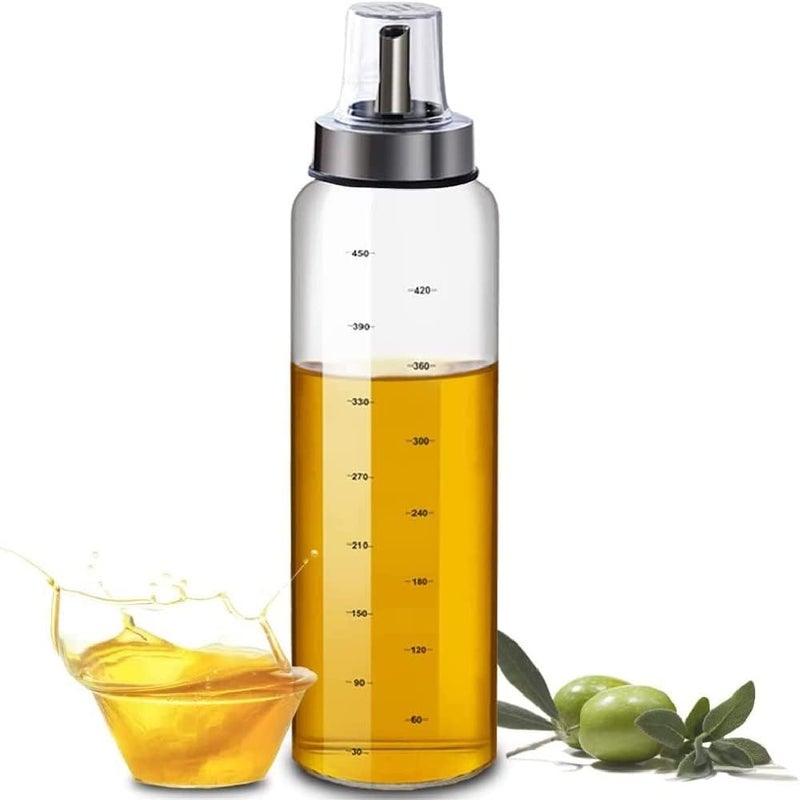 Baskety Glass Oil and Vinegar Cruet,Borosilicate Glass Liquid Metallic Lid Oil Bottle Jar Dispenser 500 ml 24cm(New Pack of 1) - Image 1