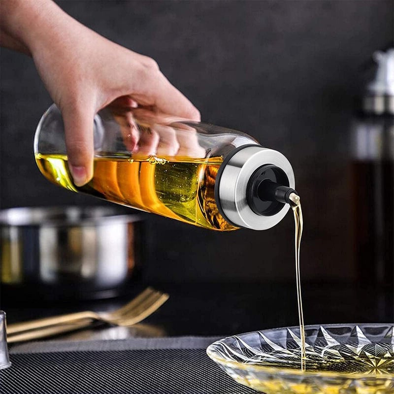Baskety Glass Oil and Vinegar Cruet,Borosilicate Glass Liquid Metallic Lid Oil Bottle Jar Dispenser 500 ml 24cm(New Pack of 1) - Image 5