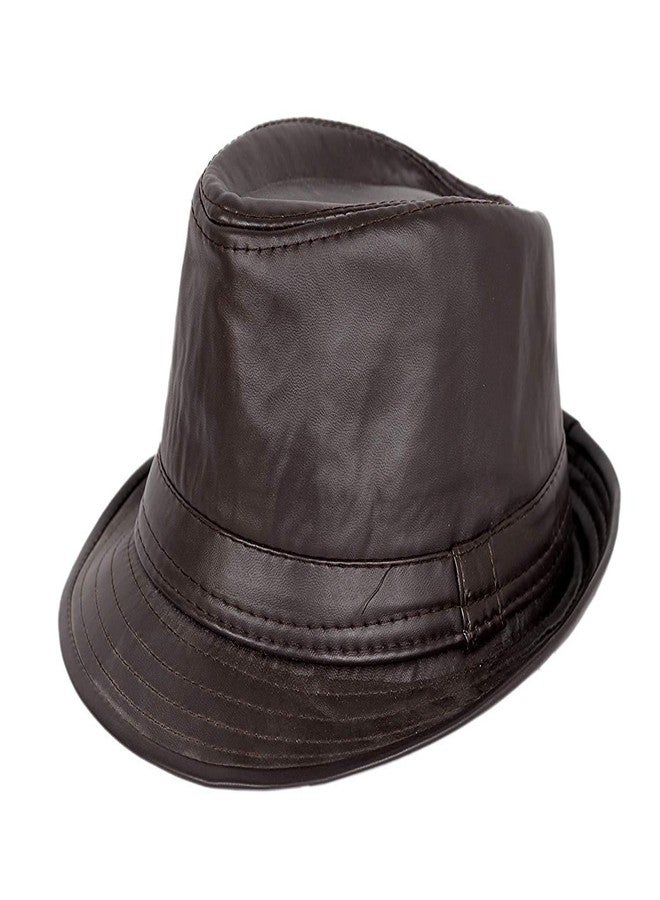 JMP Cowboy Leather Fedora Hat Brown for Men's|Women's (Pack of 1)
