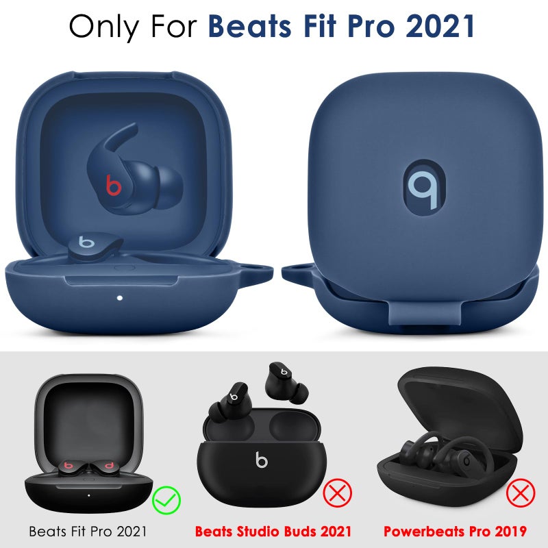VISOOM Soft Case for Beats Fit Pro 2021 - Silicone Protective Cover for Apple Beats Pro Earbuds, Shockproof With Keychain for Men Women (Midnight Blue) - Image 2