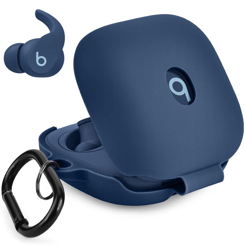 VISOOM Soft Case for Beats Fit Pro 2021 - Silicone Protective Cover for Apple Beats Pro Earbuds, Shockproof With Keychain for Men Women (Midnight Blue) - Image 1