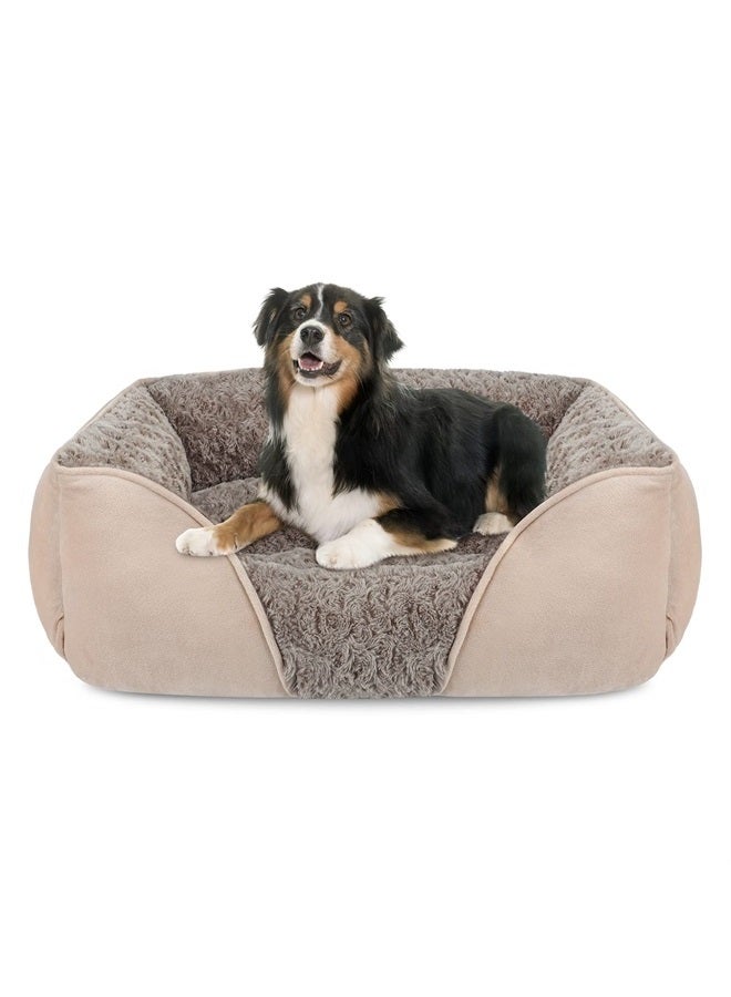 X-Large Dog Bed for Large Medium Small Dogs Rectangle Washable Dog Bed, Orthopedic Dog Bed, Soft Calming Sleeping Puppy Bed Durable Pet Cuddler with Anti-Slip Bottom XL(35"x25"x10")