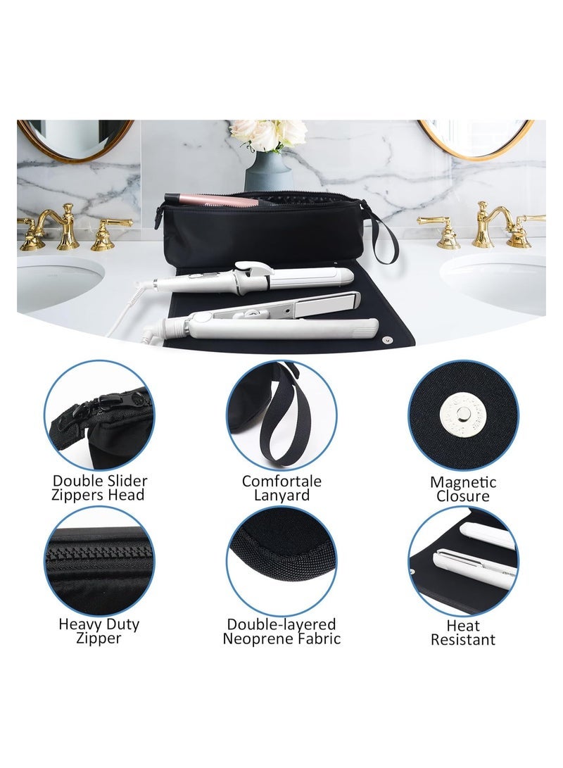 Captaintech Tools Travel Bag, 2-in-1 Travel Carrying Case, with Heat Resistant Mat, Travel Must Haves, Portable Storage Organizer Bag, Hot Tools Curling Iron Flat Irons Hair Volumizer Styler, Toiletry Bag - Image 3