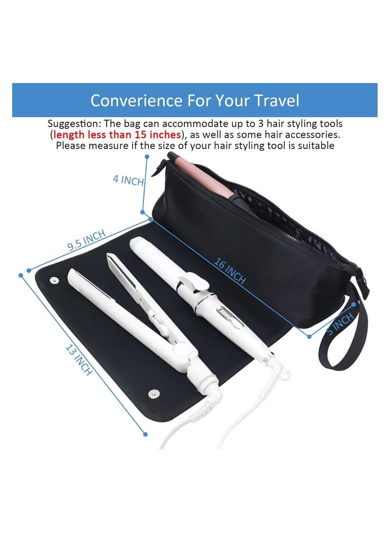 Captaintech Tools Travel Bag, 2-in-1 Travel Carrying Case, with Heat Resistant Mat, Travel Must Haves, Portable Storage Organizer Bag, Hot Tools Curling Iron Flat Irons Hair Volumizer Styler, Toiletry Bag - Image 5