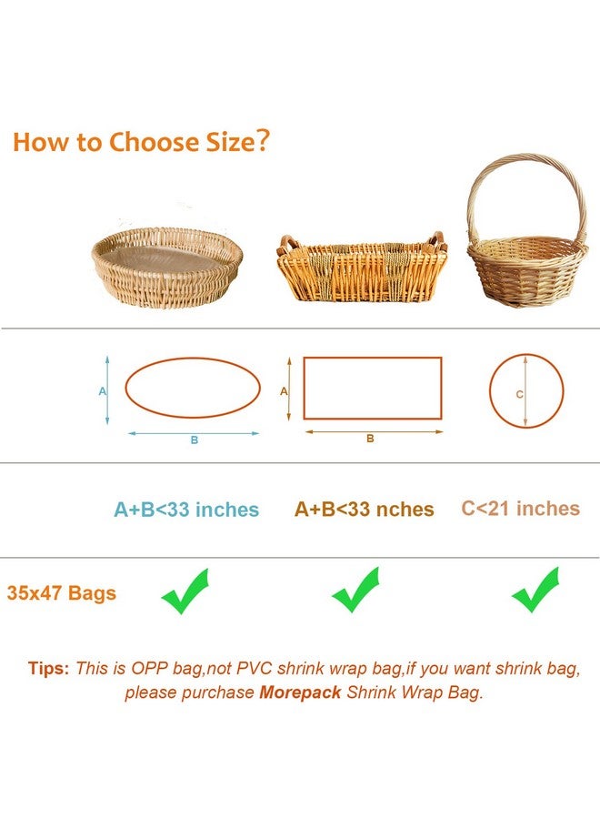 موريباك أكياس سيلوفان كبيرة جدًا من مورباك، أكياس سلة شفافة كبيرة مقاس 35 × 47 بوصة، 10 قطع من السيلوفان/لفائف السيلوفان لسلال الهدايا - Image 4