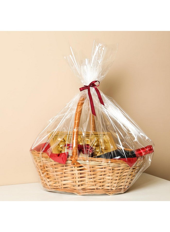 موريباك أكياس سيلوفان كبيرة جدًا من مورباك، أكياس سلة شفافة كبيرة مقاس 35 × 47 بوصة، 10 قطع من السيلوفان/لفائف السيلوفان لسلال الهدايا - Image 2