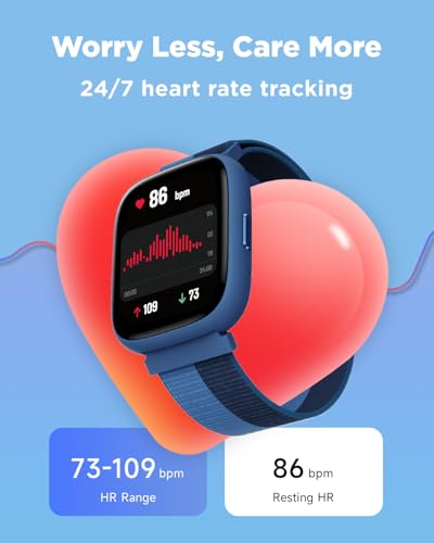 BIGGERFIVE Smart Watch for Kids, 1.8" Fitness Tracker Watch Pedometer, Heart Rate, IP68 Waterproof, Sleep Monitor, Calorie Step Counter, Puzzle Game with/Without APP for Girls Boys Teens 5-16, Nylon - Image 5