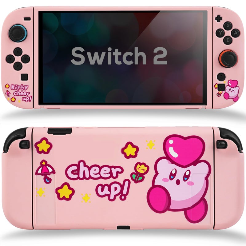 TIKOdirect Protective Case for Switch 2, Protected by Soft Full Skin Cover with Pretty Cute Pattern, Silicone Slim Shockproof Back and Grip Case for Switch 2, Pink - Image 1