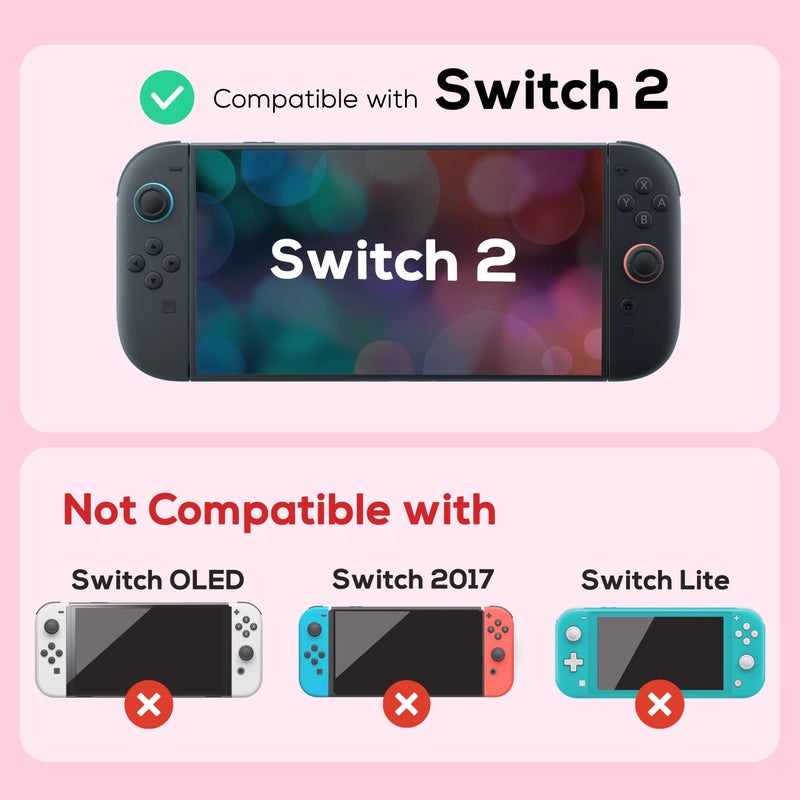 TIKOdirect Protective Case for Switch 2, Protected by Soft Full Skin Cover with Pretty Cute Pattern, Silicone Slim Shockproof Back and Grip Case for Switch 2, Pink - Image 4