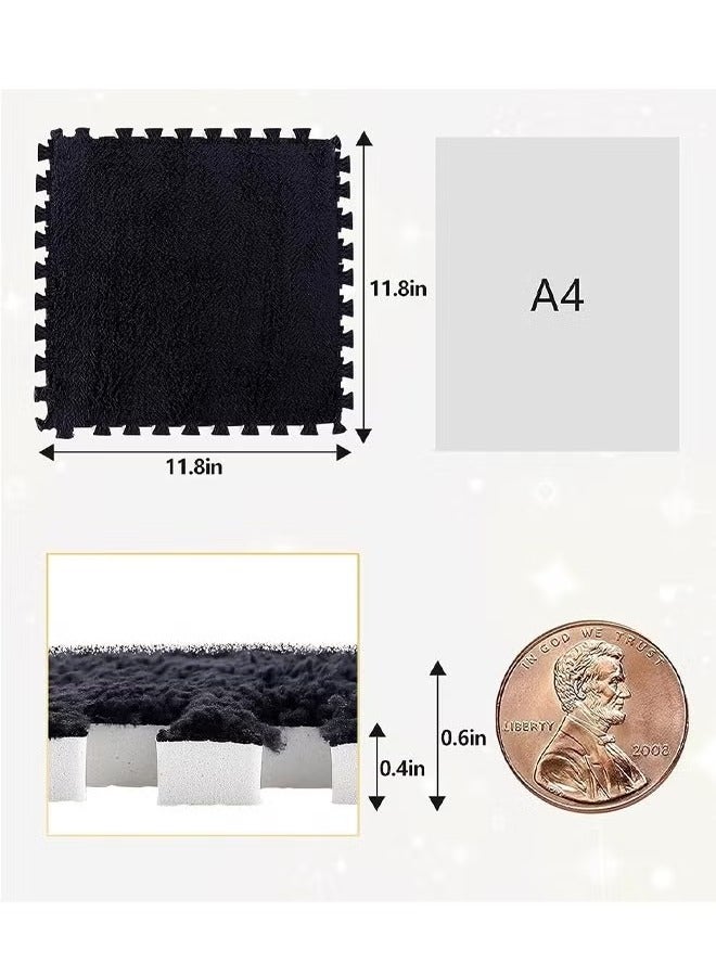 جيرينك بساط لعب للأطفال، بساط لعب سميك متشابك، بساط لعب ناعم من القطيفة، سجادة أطفال رقيقة، بساط لعب من إسفنج EVA، بساط تمارين اليوغا واللياقة البدنية مع حواف، بساط لعب ألغاز، بساط لعب مربع من القطيفة للأطفال، بساط لعب غير سام لحماية الأرضية، بساط لعب للأطفال لغرف الأطفال والصالونات وغرف النوم (أسود، 30×30 سم) - Image 2