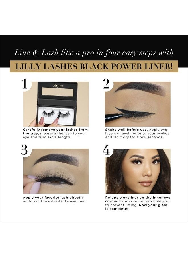 Lilly Lashes - Power Liner - Black | 2-in-1 Eyeliner and Lash Adhesive| All-Day, Waterproof Eyeliner | Smudgeproof Eyeliner | Natural Eyeliner and Adhesive - Image 1