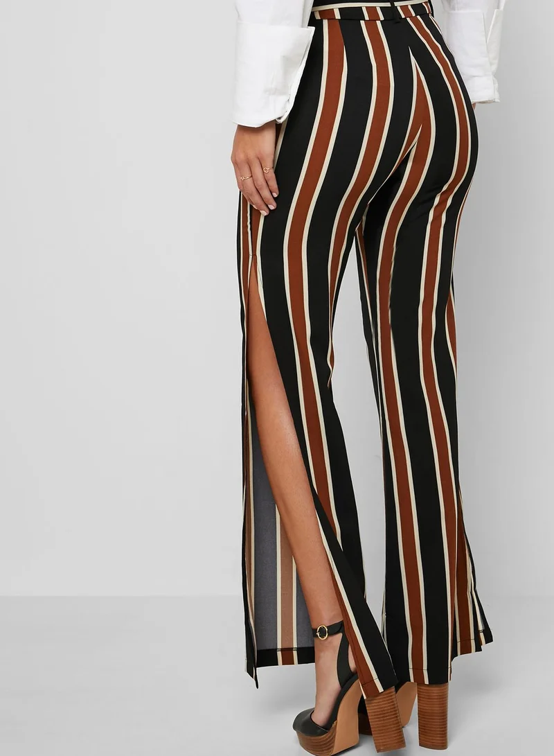 ELLA Striped Side Slit Self Tie Pants