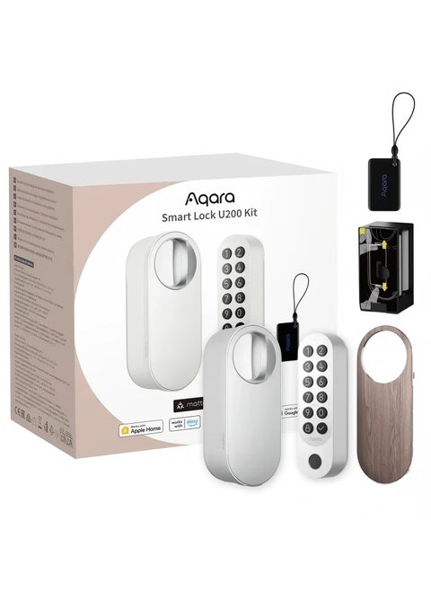 Smart Door Lock U200, Matter over Thread, Keyless Entry Door Lock with Apple Home Key and Rechargeable Battery,Supports Apple Homekit,Alexa and SmartThings-White