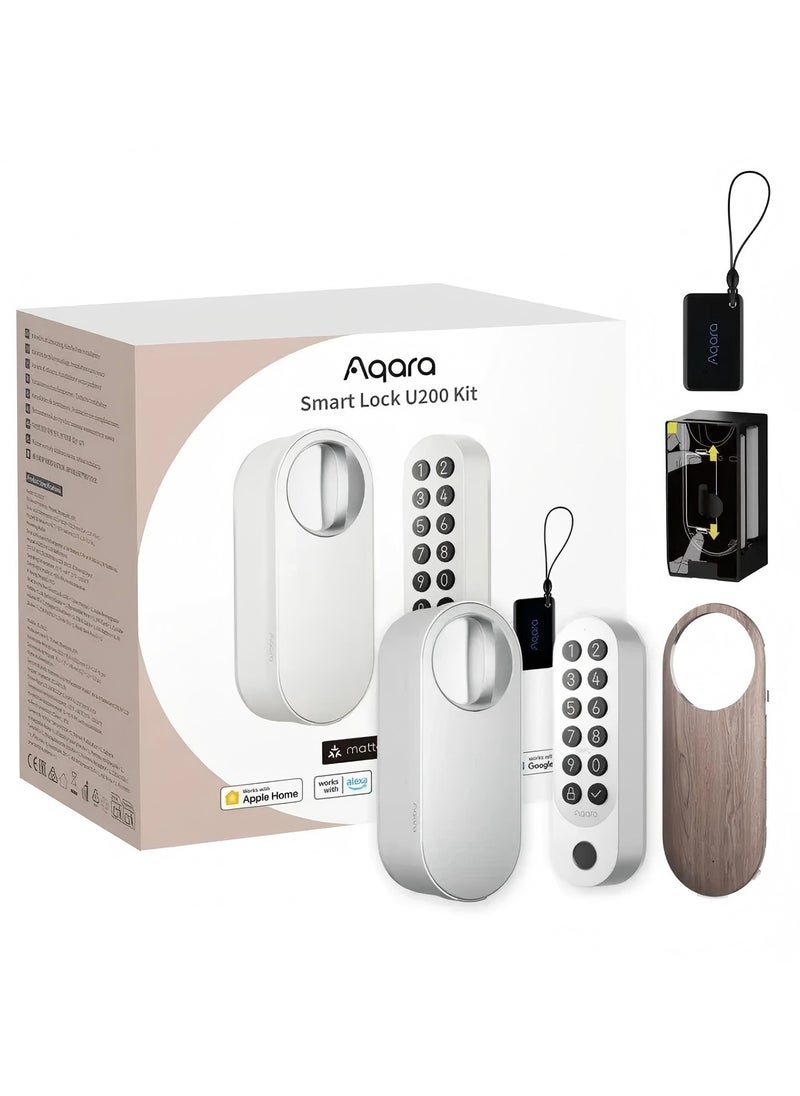 Smart Door Lock U200, Matter over Thread, Keyless Entry Door Lock with Apple Home Key and Rechargeable Battery,Supports Apple Homekit,Alexa and SmartThings-White