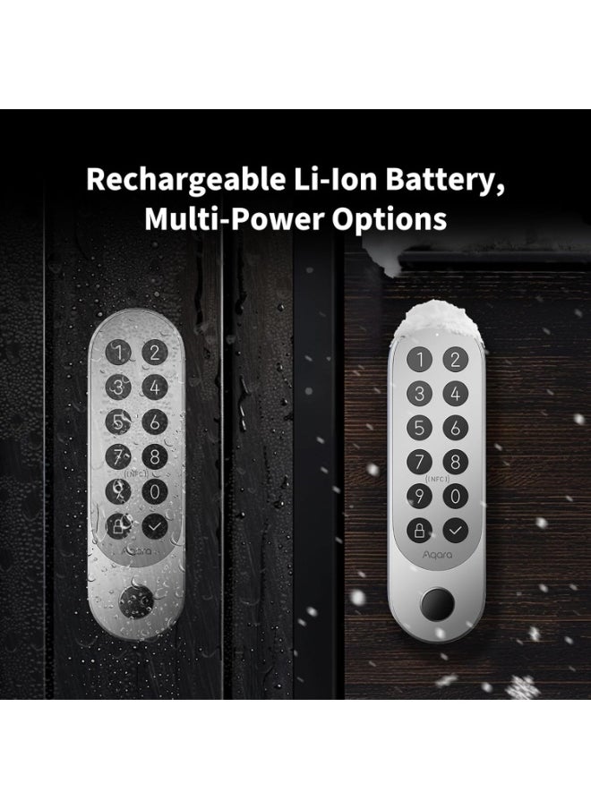 Smart Door Lock U200, Matter over Thread, Keyless Entry Door Lock with Apple Home Key and Rechargeable Battery,Supports Apple Homekit,Alexa and SmartThings-White
