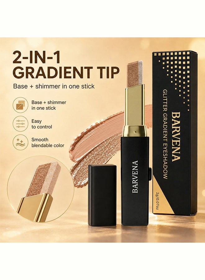 BARVENA Glitter Gradient Eyeshadow Stick Dual-Use Makeup Stick Long-Lasting Shimmery Eyeshadow and Lipstick,02 Taupe Bronze - Image 5
