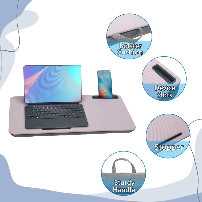 YUELAKE Portable Laptop Desk Fits Up to 16â€œ Laptops, with Tablet Slot, Built-in Cushion, Great for Home & Office,Lap Desk for Laptop,Lap Desk with Cushion (Grey Violet, Large) - Image 4